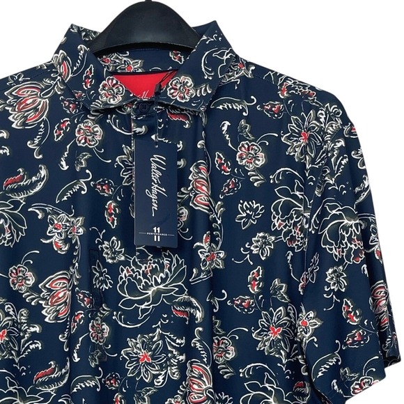 Walter Hagen Other - NEW Walter Hagen Performance Golf Polo 11 Novelty Print Floral Leaf Mens XL Blue